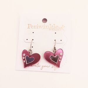 Periwinkle by Barlow Purple and Silver Heart Earrings